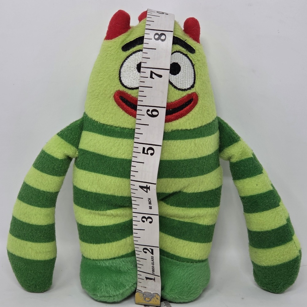Yo Gabba Gabba Brobee Plush 2010 9" Stuffed Toy Green Striped - Picture 4 of 7